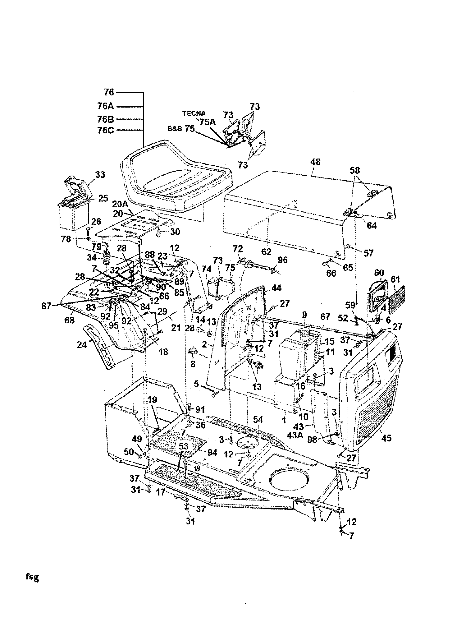 Topflite, Rasentraktoren, B 10, 135C452D649 (1995), Armaturenbrett, MTD Ersatzteil-Zeichnungen
