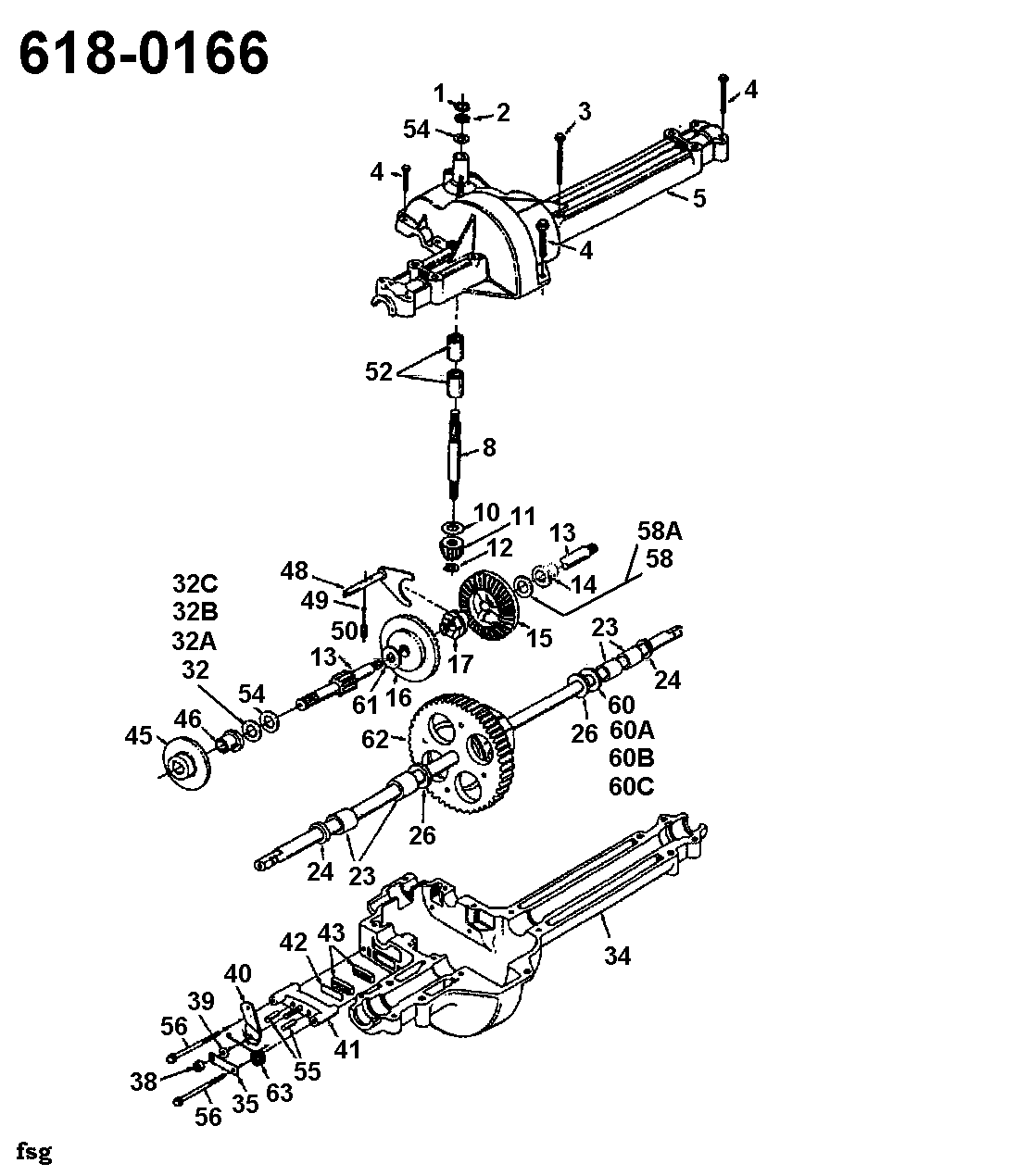 Sentar Rasentraktoren T 81 135B452D621 (1995) Getriebe 618-0166 MTD Rasentraktoren Ersatzteile