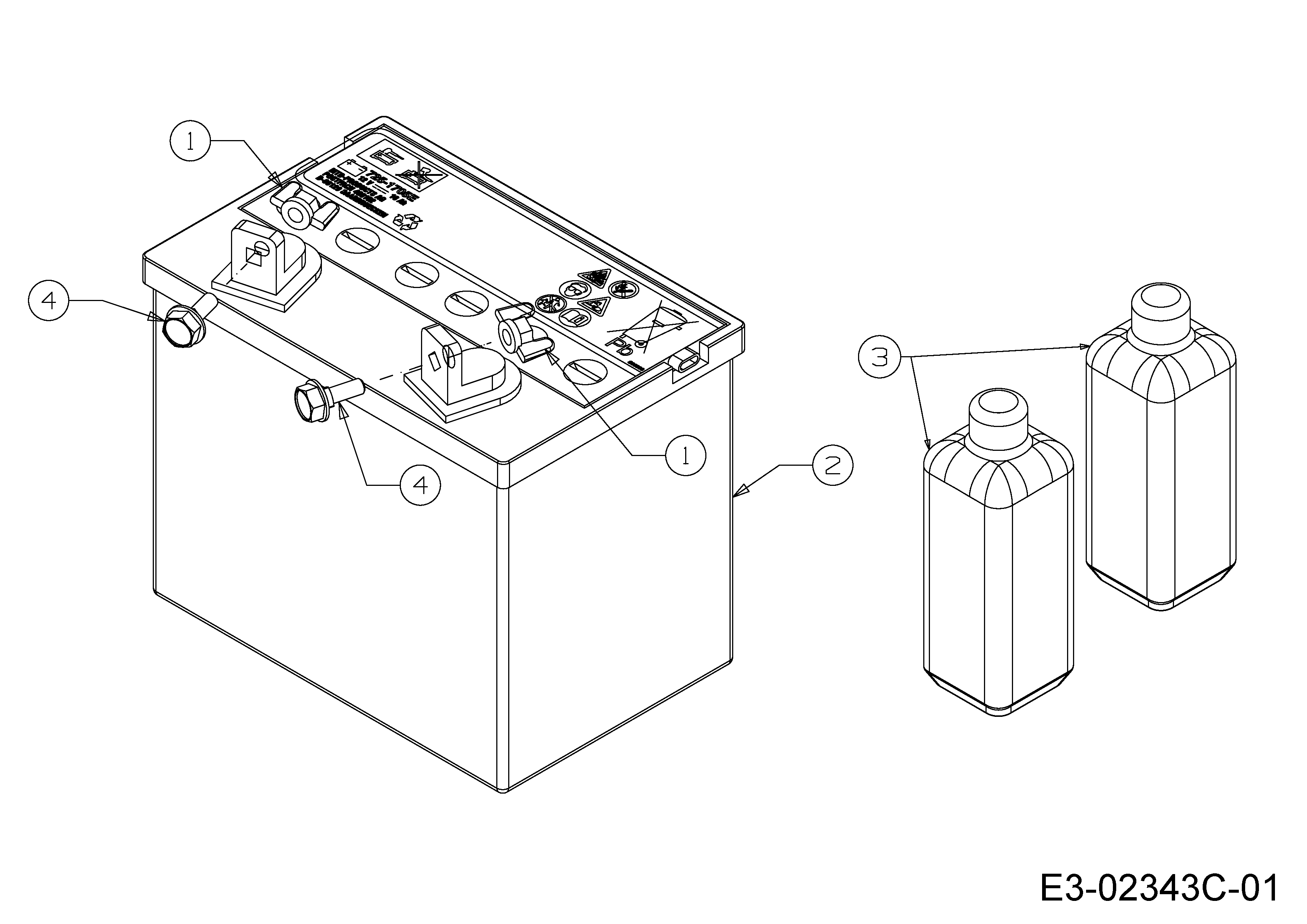 Massey Ferguson, Rasentraktoren, MF 42-15 SH, 13HD79GG695 (2014), Batterie, MTD Ersatzteil-Zeichnungen