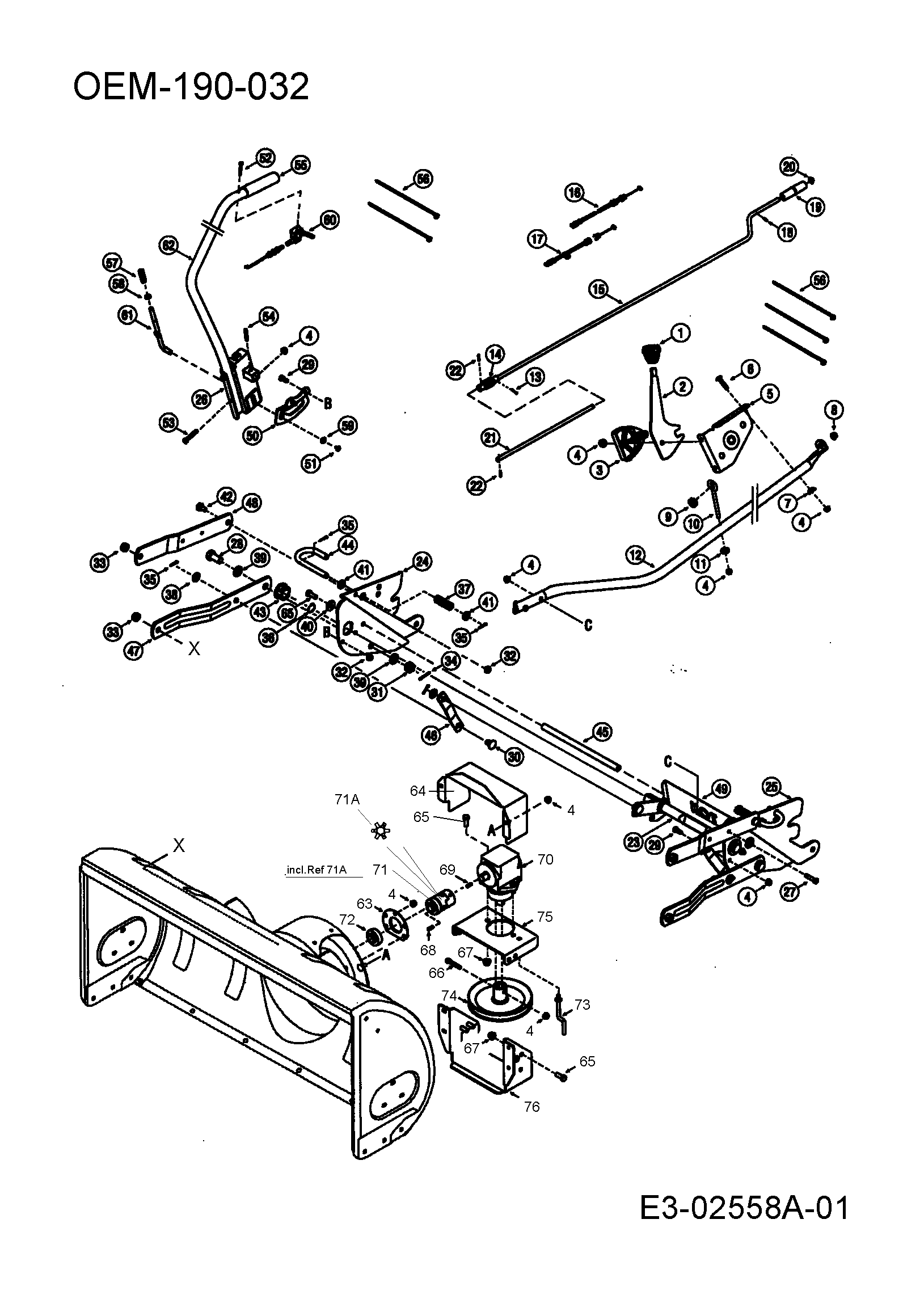 OEM-190-032 (2006) Aushebung Schneefräsengehäuse, Getriebe MTD Schneefräsen Ersatzteile