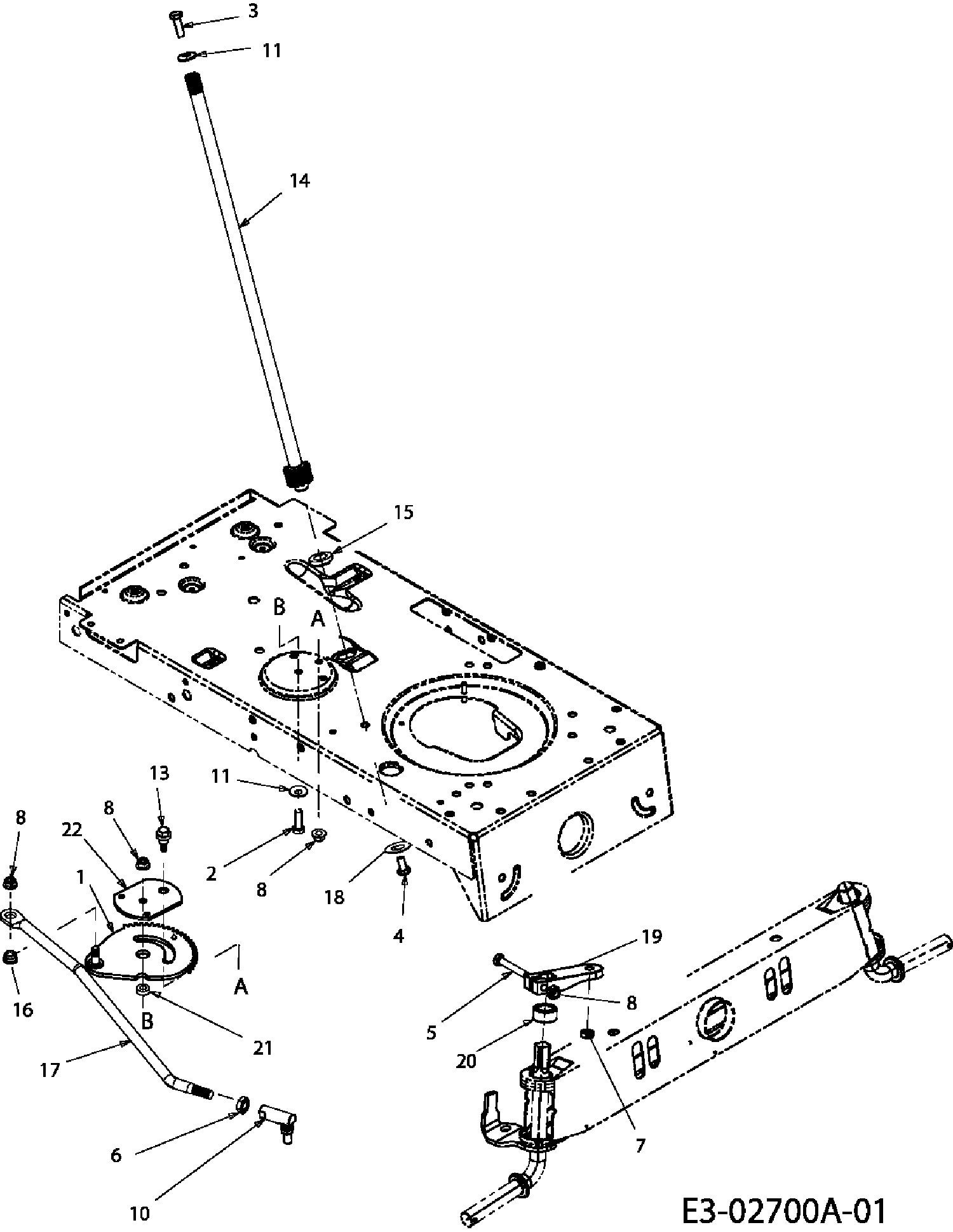 Raiffeisen, Rasentraktoren, RMS 7145-96 T, 13AM777F628 (2009), Lenkung, MTD Ersatzteil-Zeichnungen
