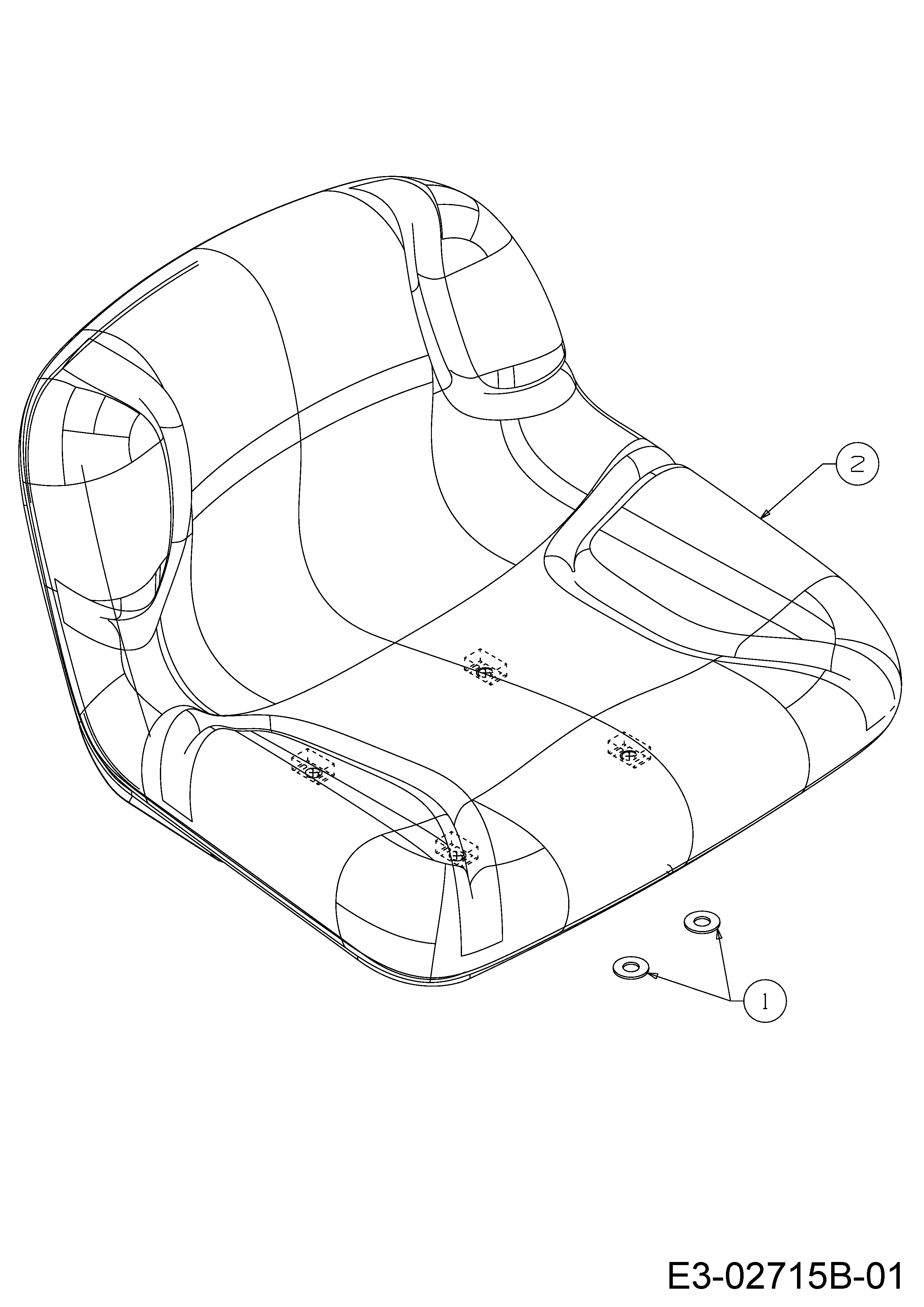 Efco, Rasentraktoren, Kommand 80/12,5 T, 13AH77KC637 (2009), Sitz mit mittelhoher Rückenlehne (294mm), MTD Ersatzteil-Zeichnungen