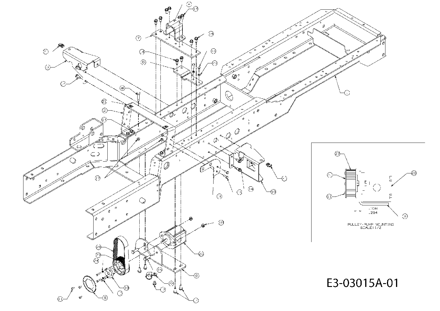 Cub Cadet, Kompakttraktoren, HDS 5264, 54AE52L-603 (2007), Rahmen, MTD Ersatzteil-Zeichnungen