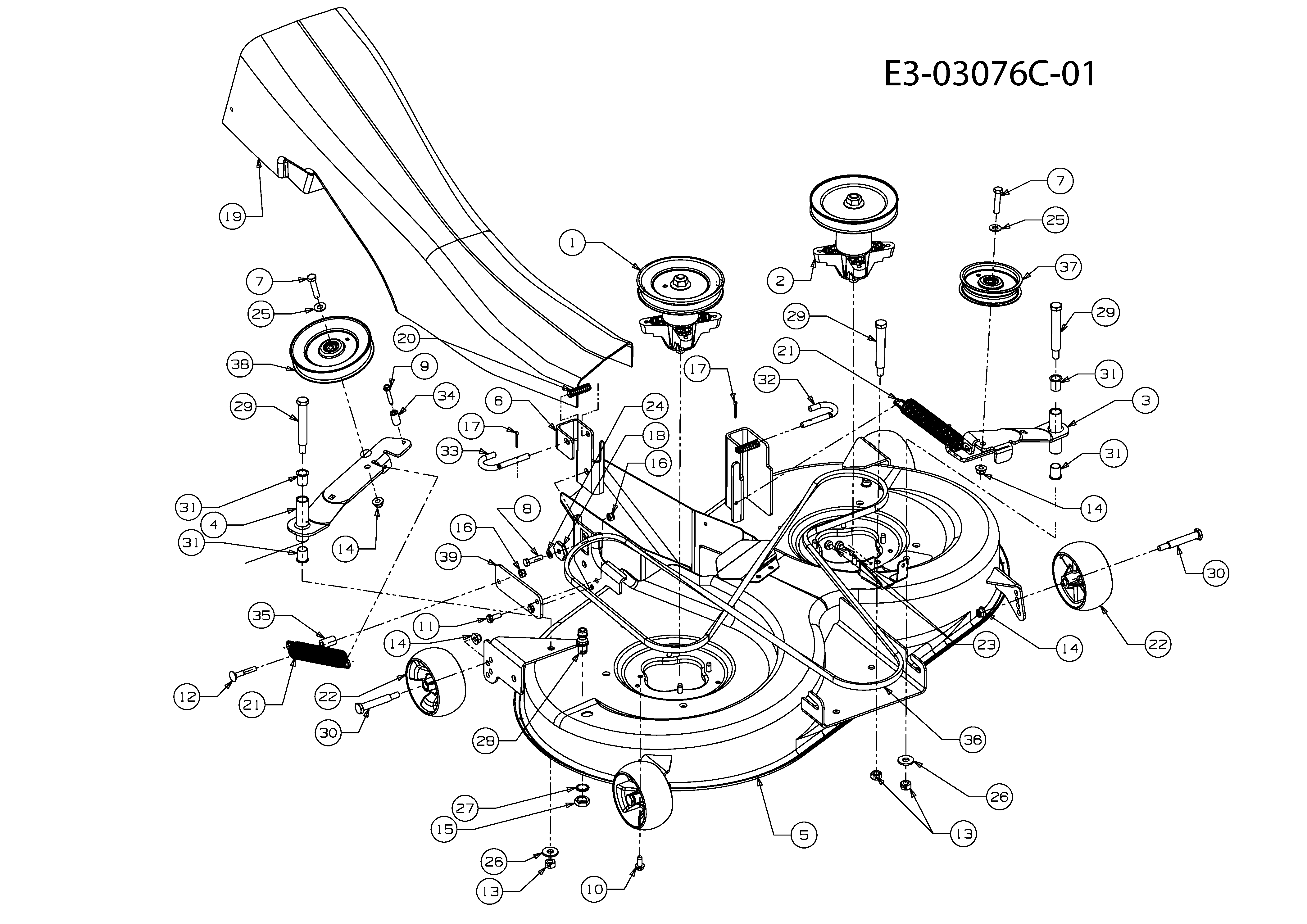 Efco, Rasentraktoren, Kommand 105/17,5 HPlus, 13AN49KN637 (2009), Mähwerk N (41"/105cm), MTD Ersatzteil-Zeichnungen