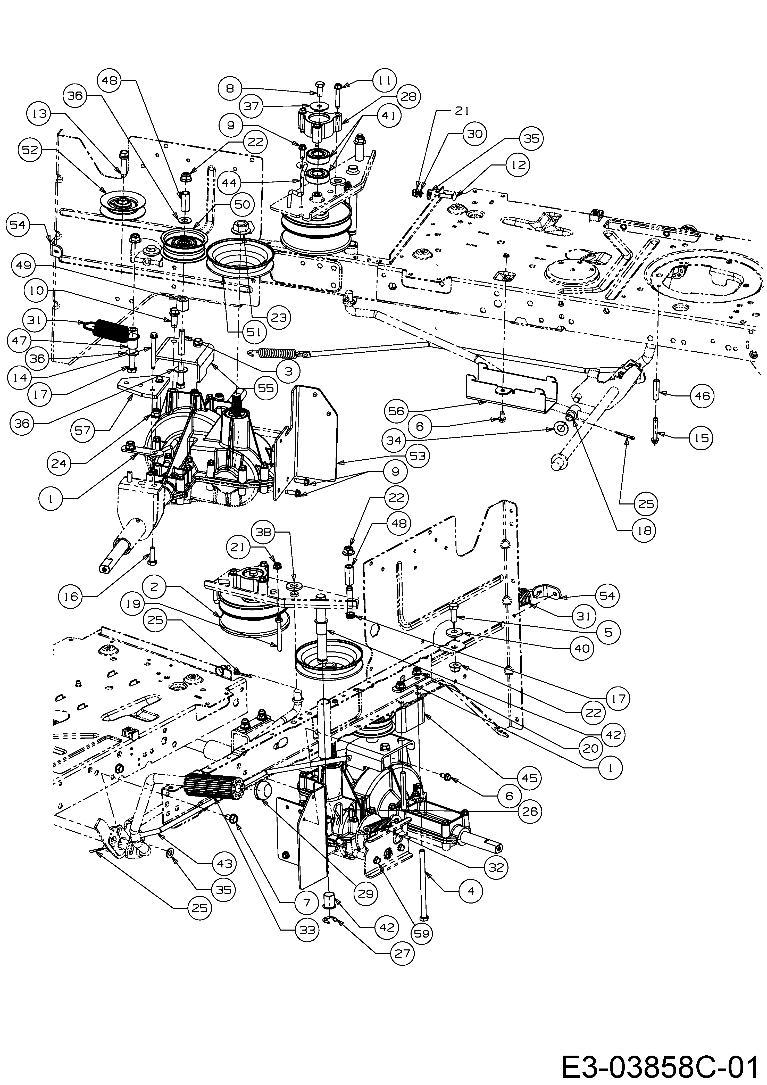 Yard-Man, Rasentraktoren, TN 7155, 13AM77YN643 (2010), Fahrantrieb, Variator, MTD Ersatzteil-Zeichnungen