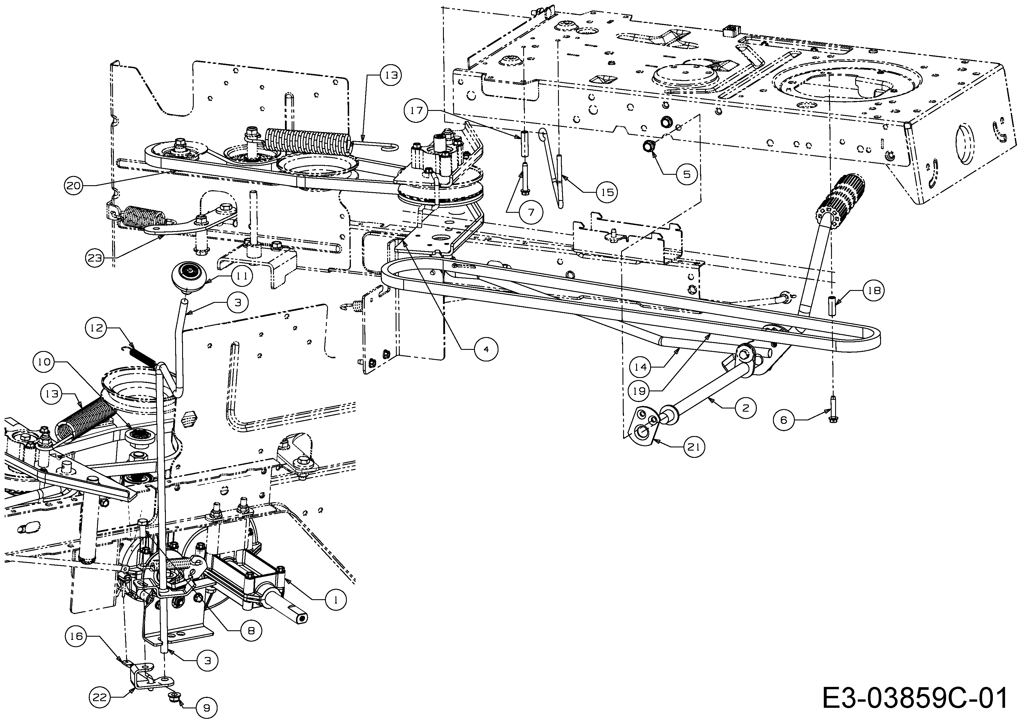 Sunline, Rasentraktoren, RTH 115/76-B, 13AH761C685 (2010), Fahrantrieb, Pedale, MTD Ersatzteil-Zeichnungen