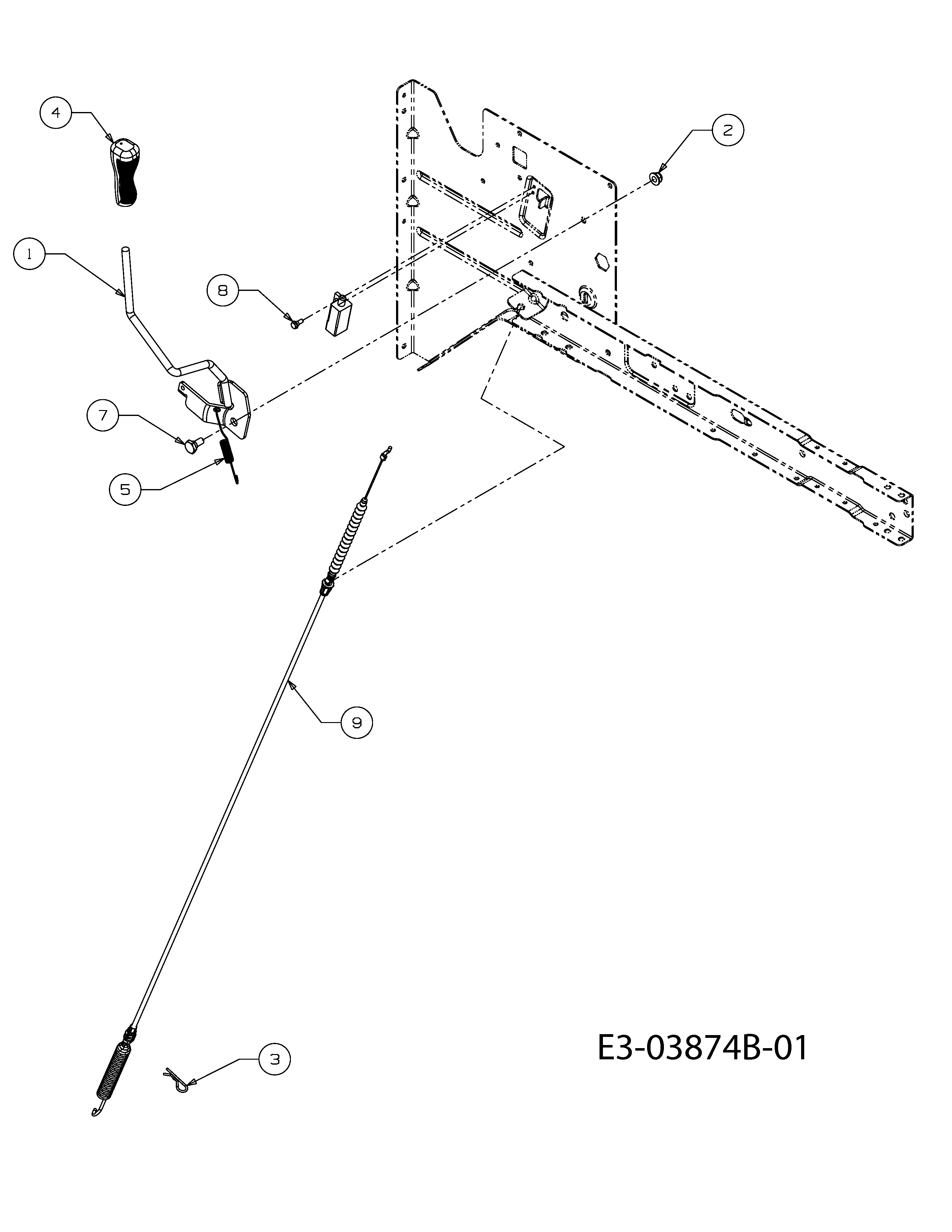 Gutbrod, Rasentraktoren, JLX 105 R, 13AM77GN690 (2010), Mähwerkseinschaltung, MTD Ersatzteil-Zeichnungen