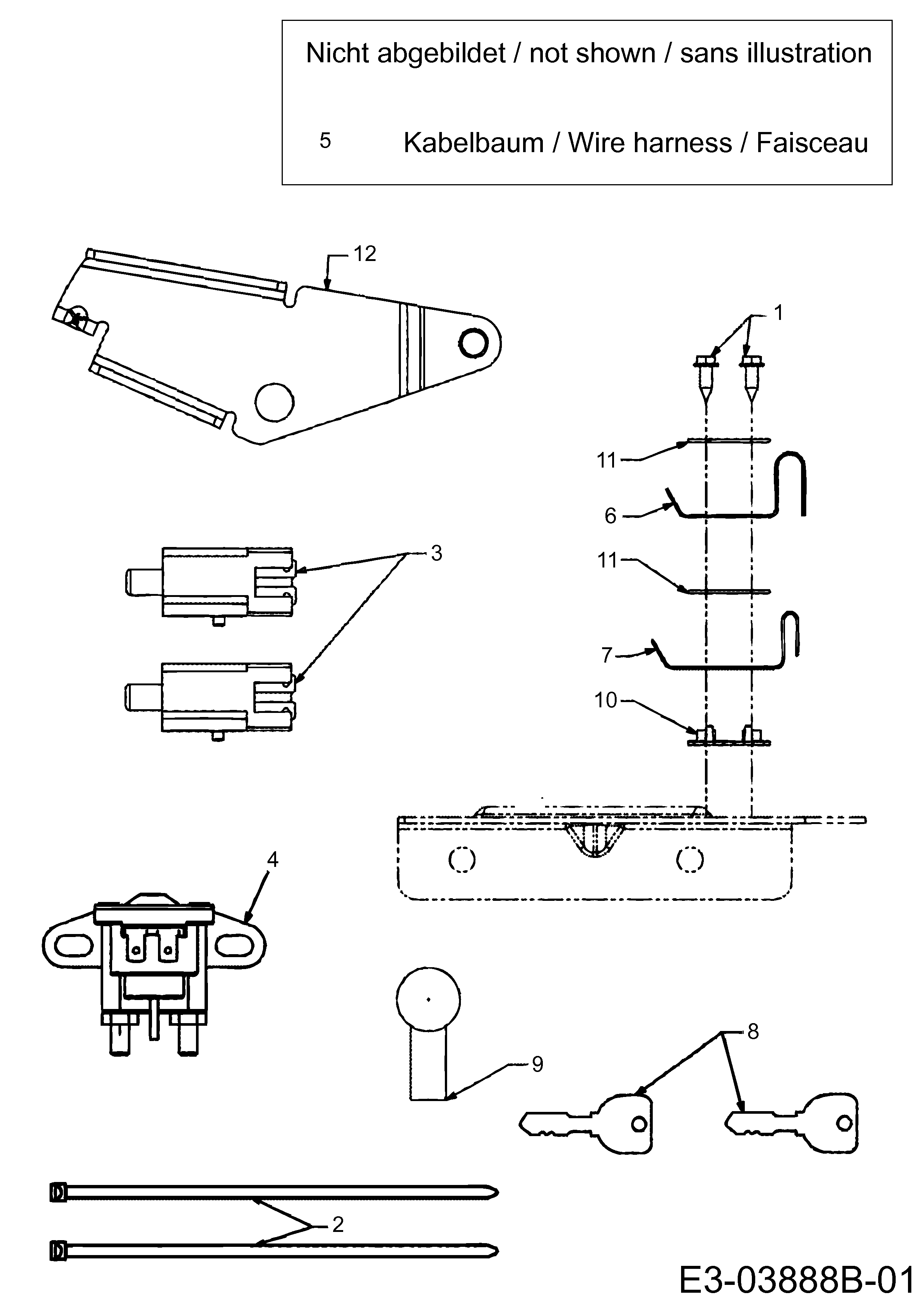 Massey Ferguson, Rasentraktoren, MF 30-15 RA, 13AV785A695 (2008), Elektroteile, MTD Ersatzteil-Zeichnungen