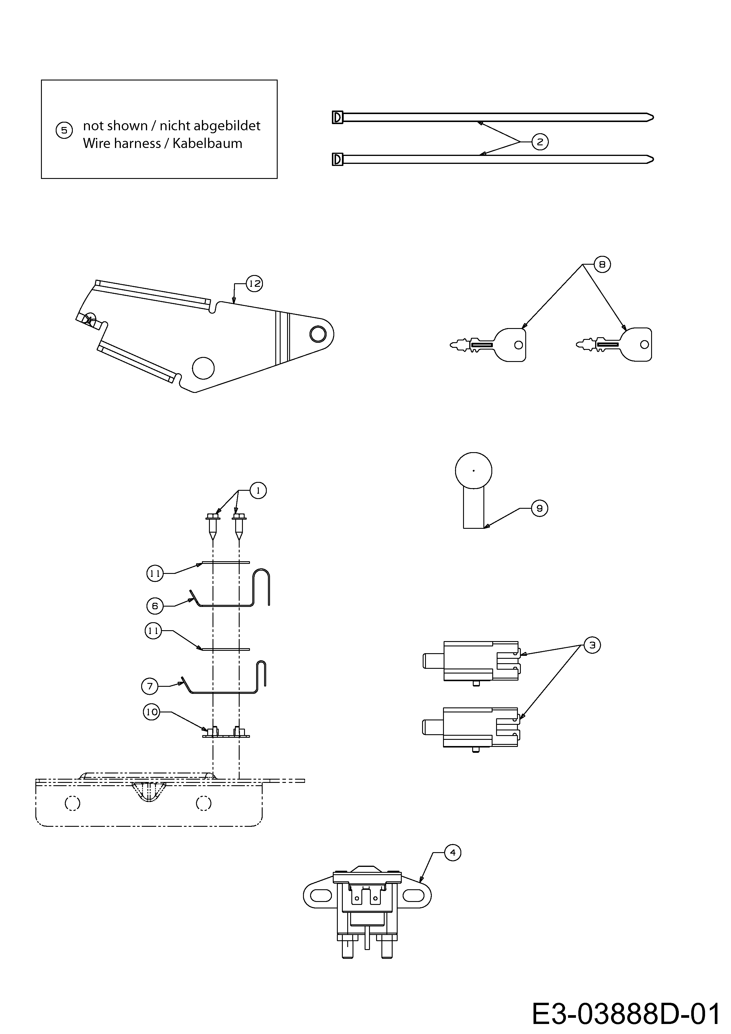 Massey Ferguson, Rasentraktoren, MF 30-15 RH, 13AV715A695 (2010), Elektroteile, MTD Ersatzteil-Zeichnungen
