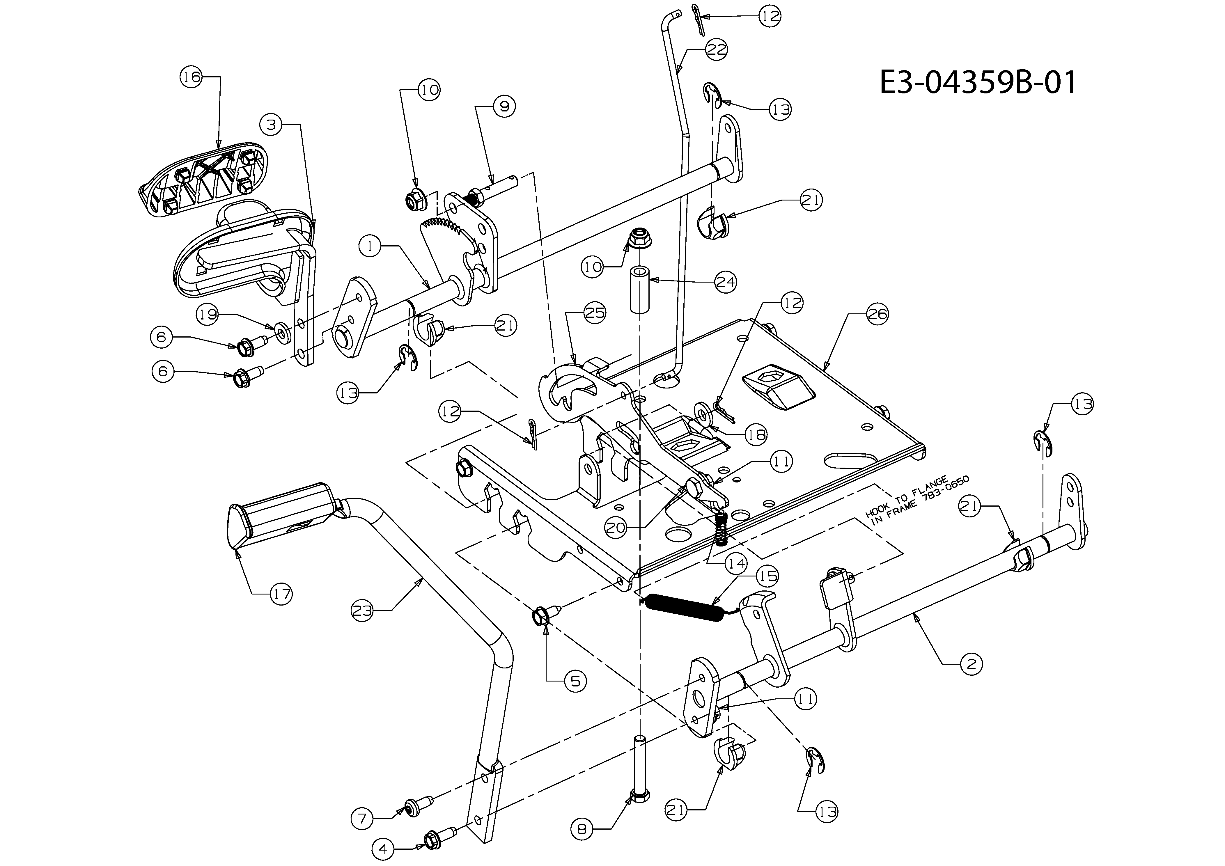 Gutbrod, Rasentraktoren, GLX 105 RH, 13AV51GN490 (2009), Pedale, MTD Ersatzteil-Zeichnungen