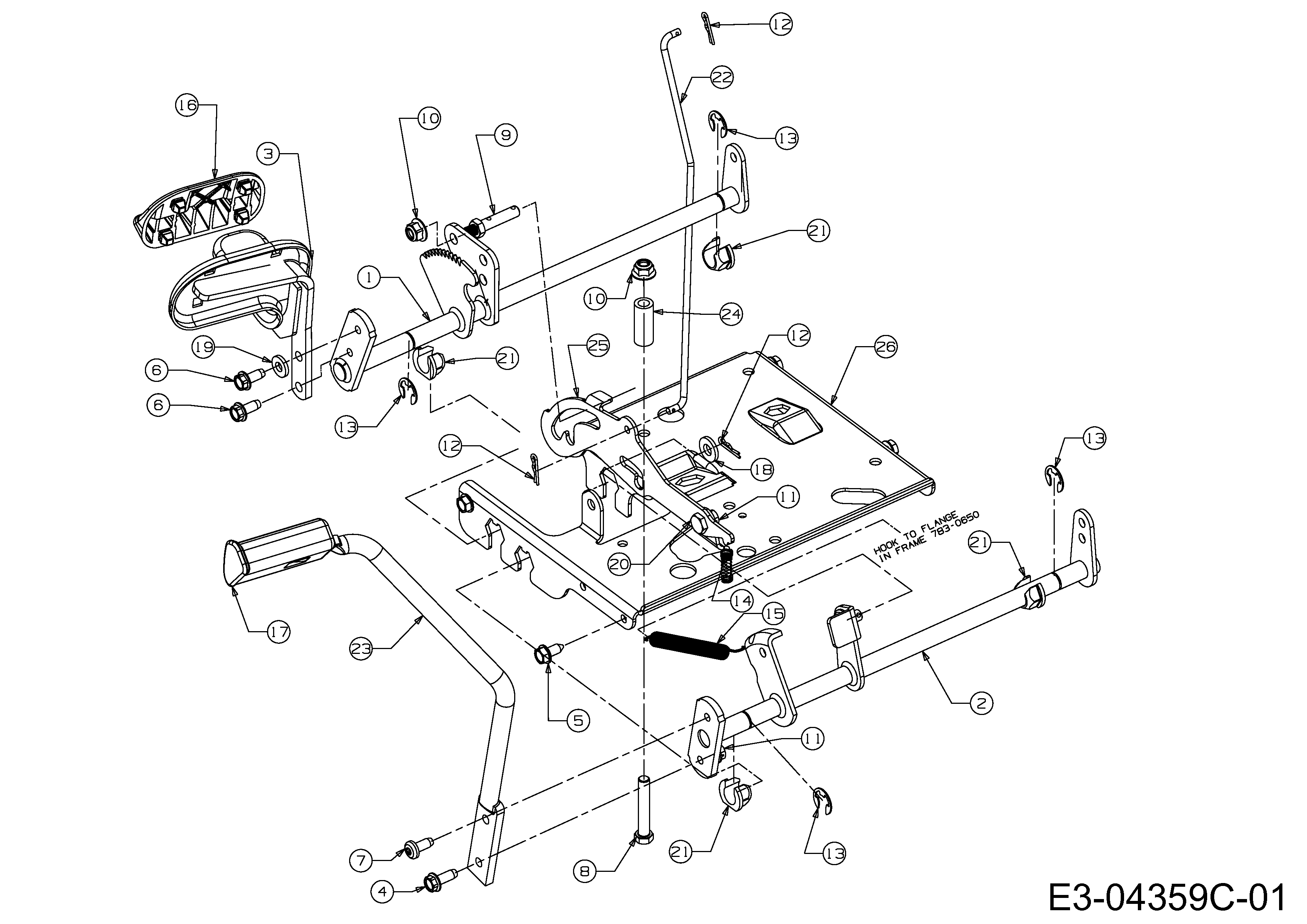 Efco, Rasentraktoren, Kommand 105/22 HPlus, 13BF49KN637 (2011), Pedale, MTD Ersatzteil-Zeichnungen