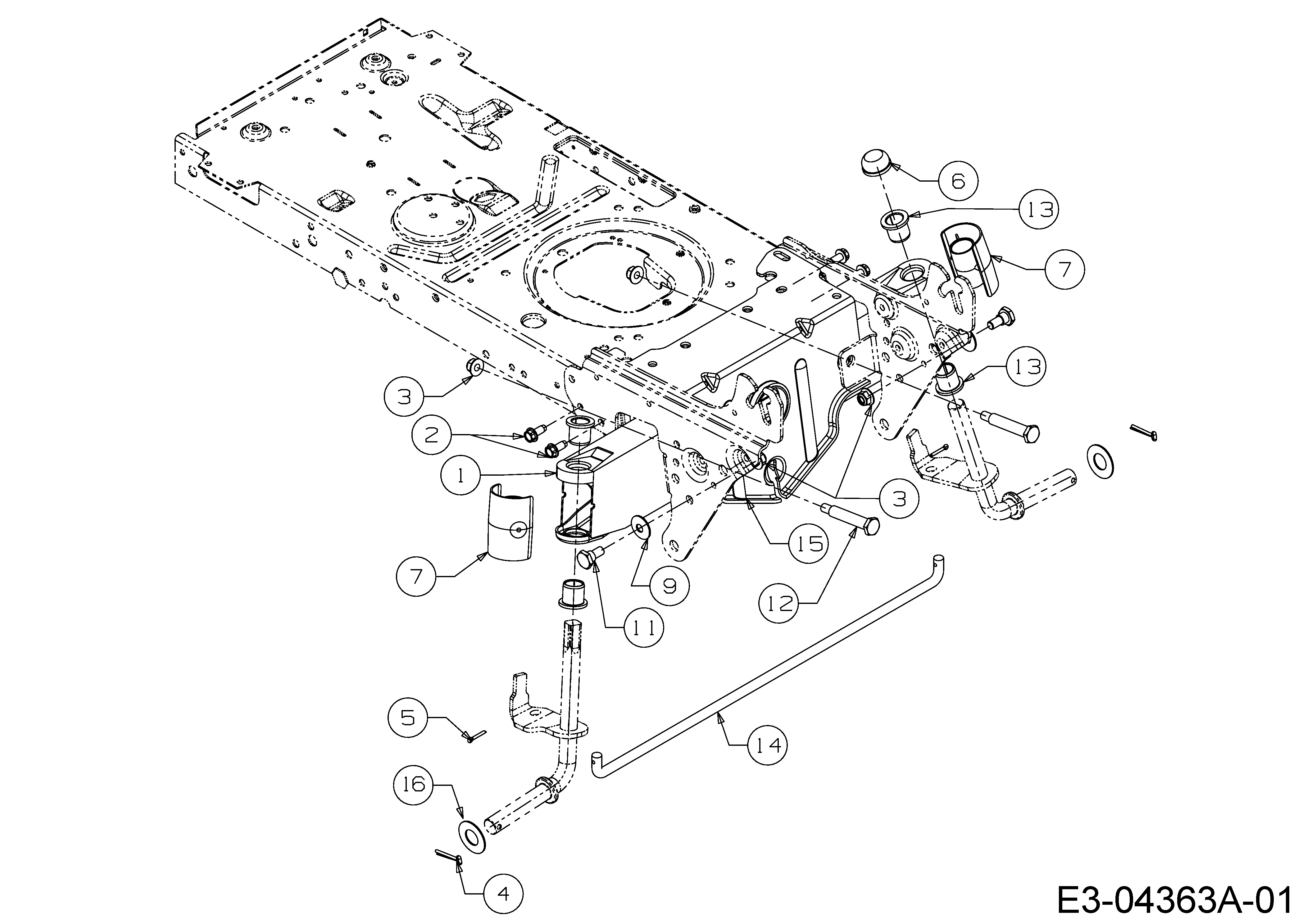 Sunline, Rasentraktoren, RTH 115/76-B, 13AH761C685 (2011), Vorderachse, MTD Ersatzteil-Zeichnungen