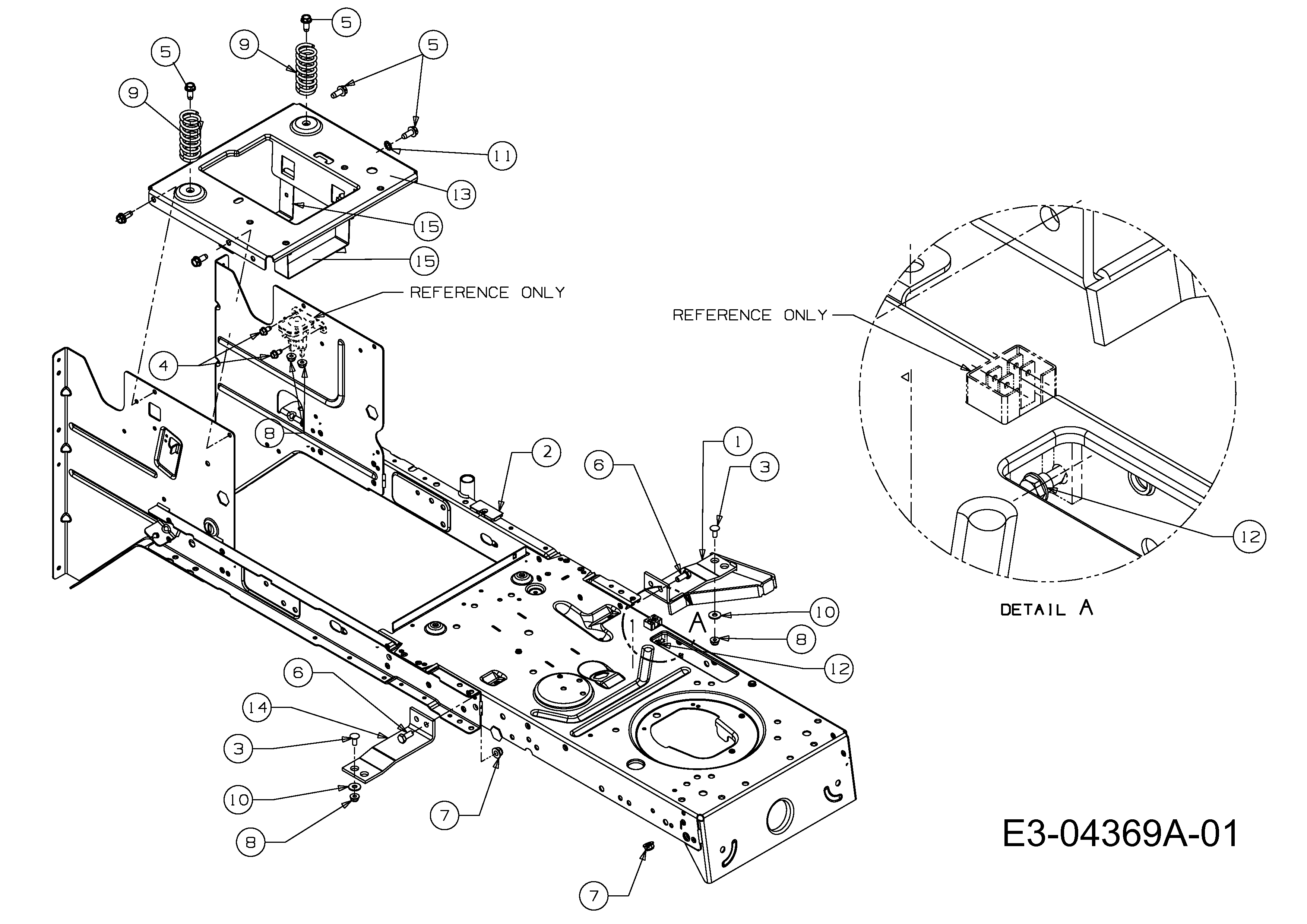 Efco, Rasentraktoren, Kommand 80/12,5 T, 13AH77KC637 (2010), Rahmen, MTD Ersatzteil-Zeichnungen