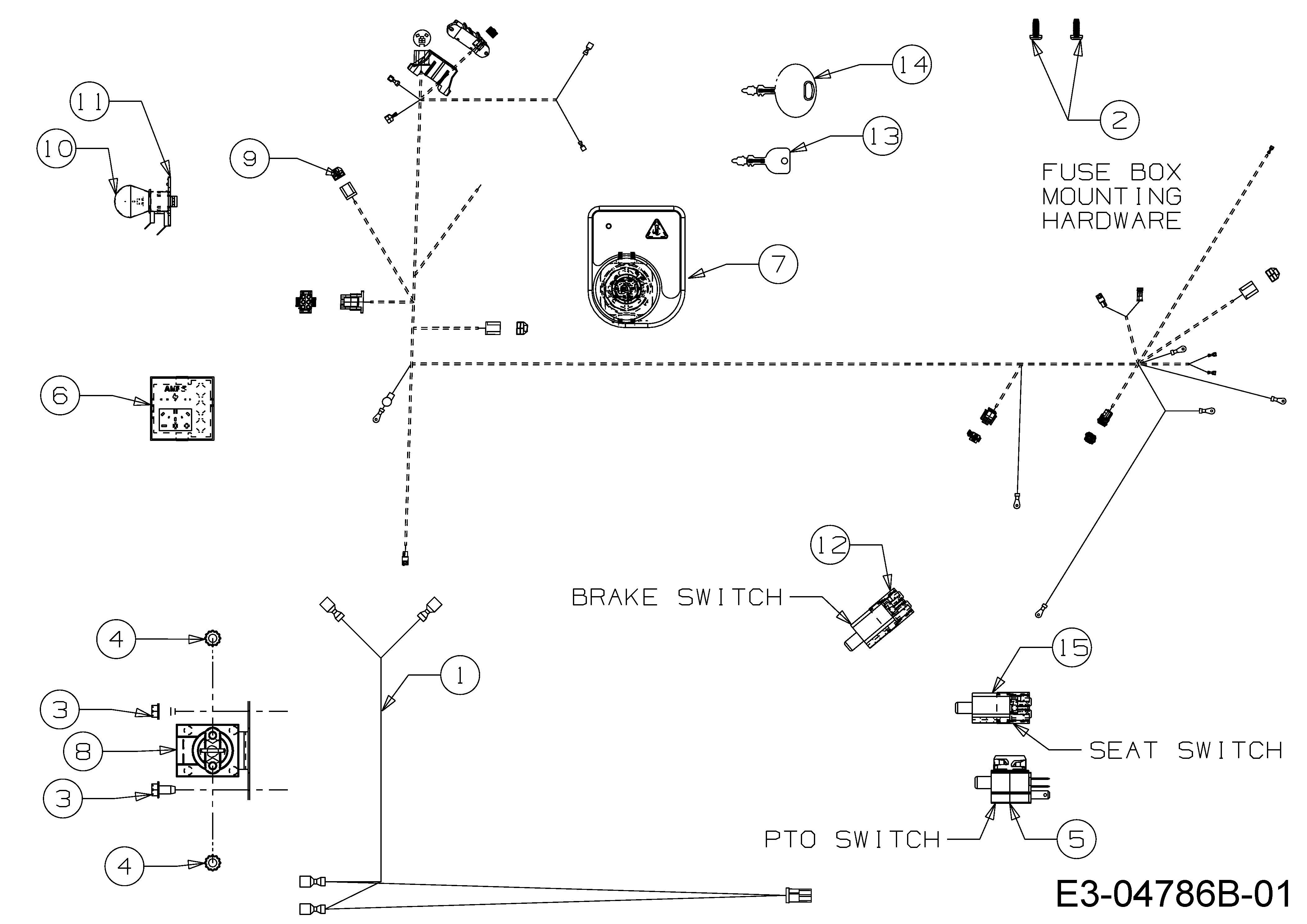 Efco, Rasentraktoren, Kommand 105/17,5 HPlus, 13AN49KN437 (2011), Elektroteile, MTD Ersatzteil-Zeichnungen