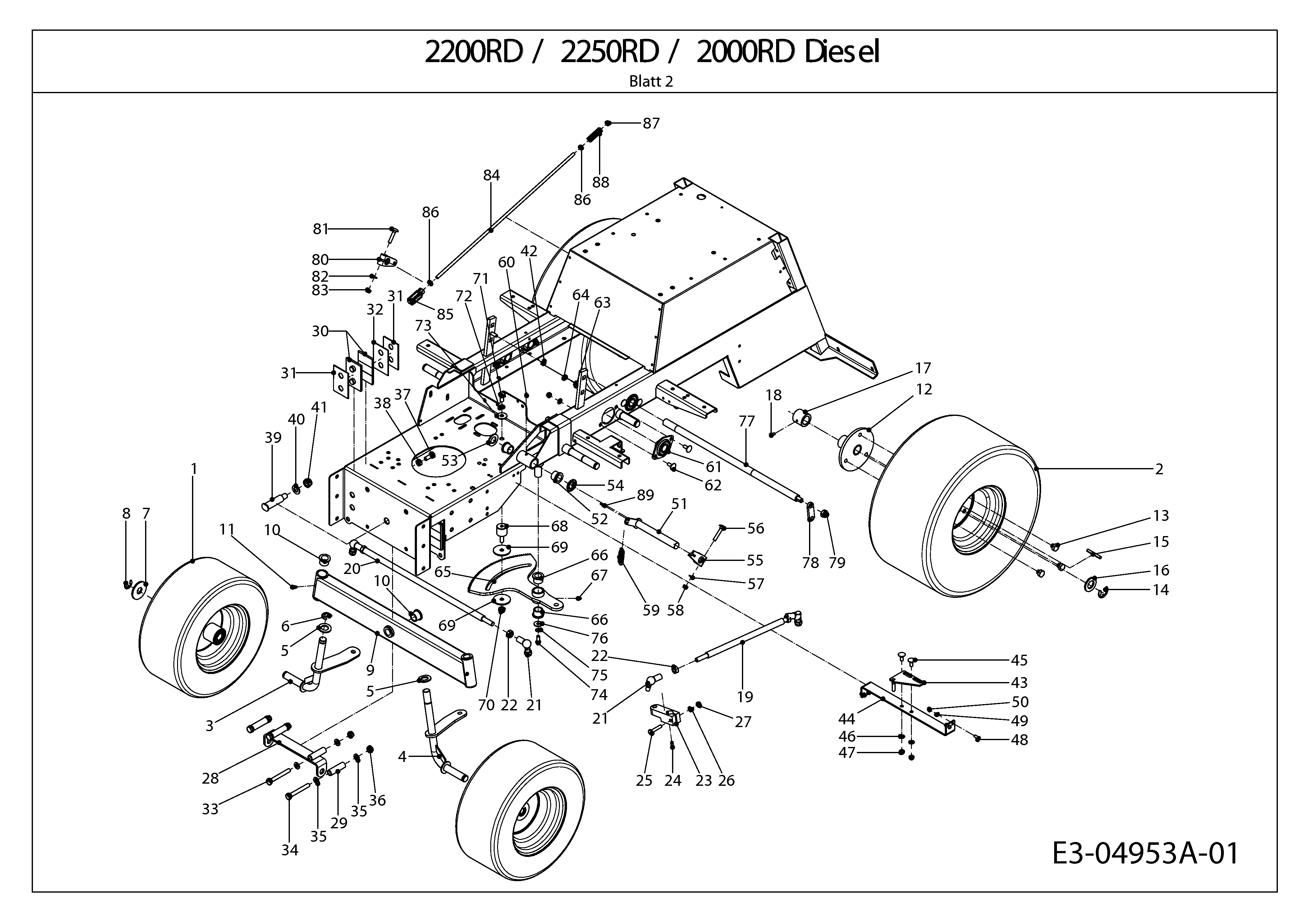 Cub Cadet, Kompakttraktoren, CC 2250 RD, 54A1F7R-603 (2008), Räder, Vorderachse, MTD Ersatzteil-Zeichnungen