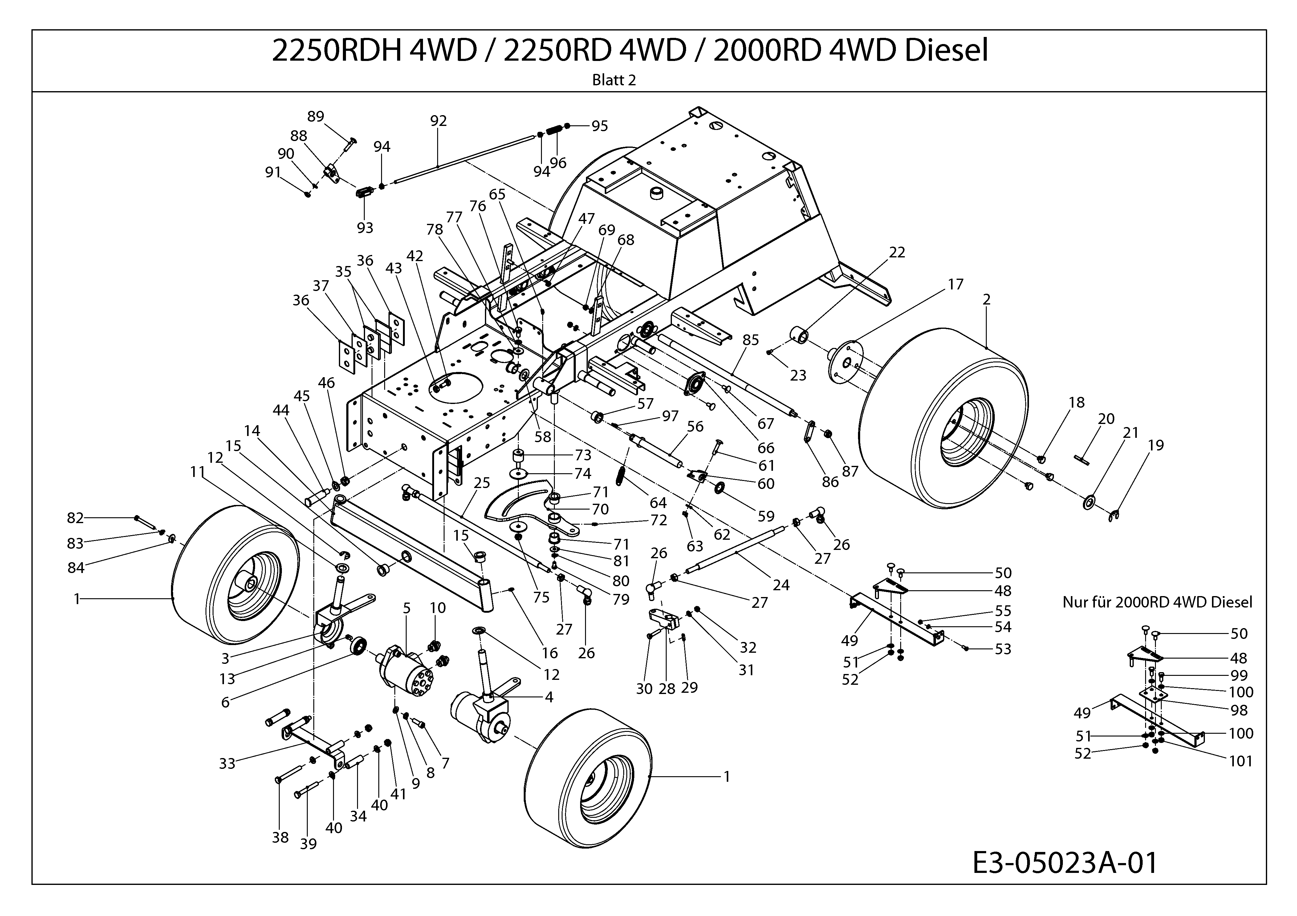 Cub Cadet, Kompakttraktoren, CC 2250 RDH 4 WD, 54A1F4RT603 (2008), Räder, Vorderachse, MTD Ersatzteil-Zeichnungen
