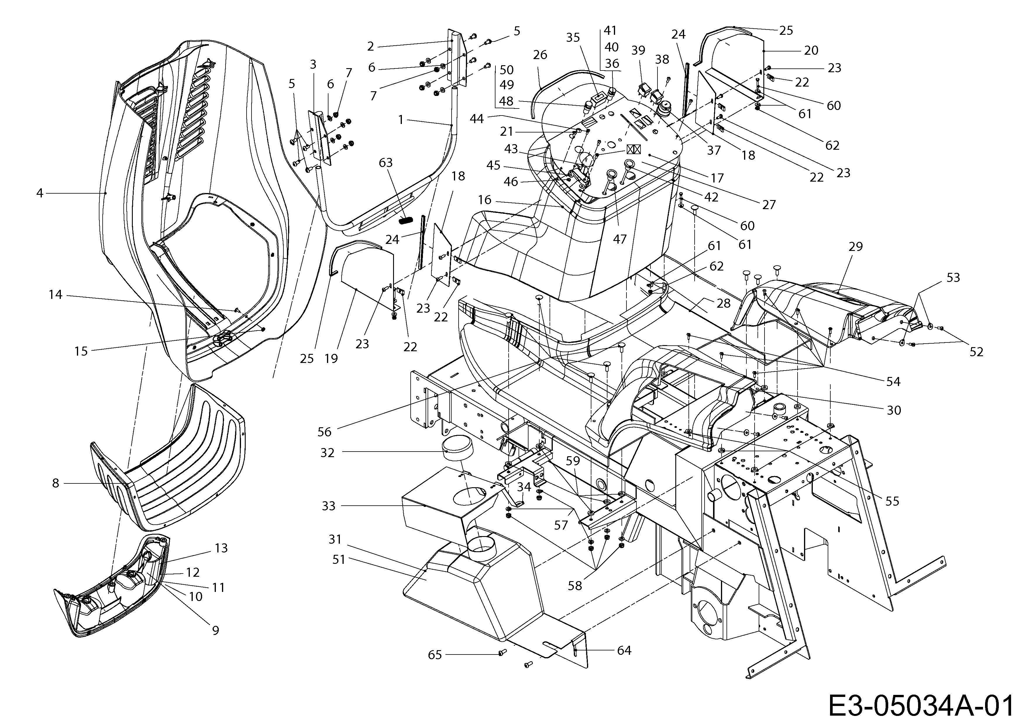 Cub Cadet, Kompakttraktoren, CC 3250 RDH 4 WD, 54A1G8RU603 (2010), Armaturenbrett, Motorhaube, MTD Ersatzteil-Zeichnungen