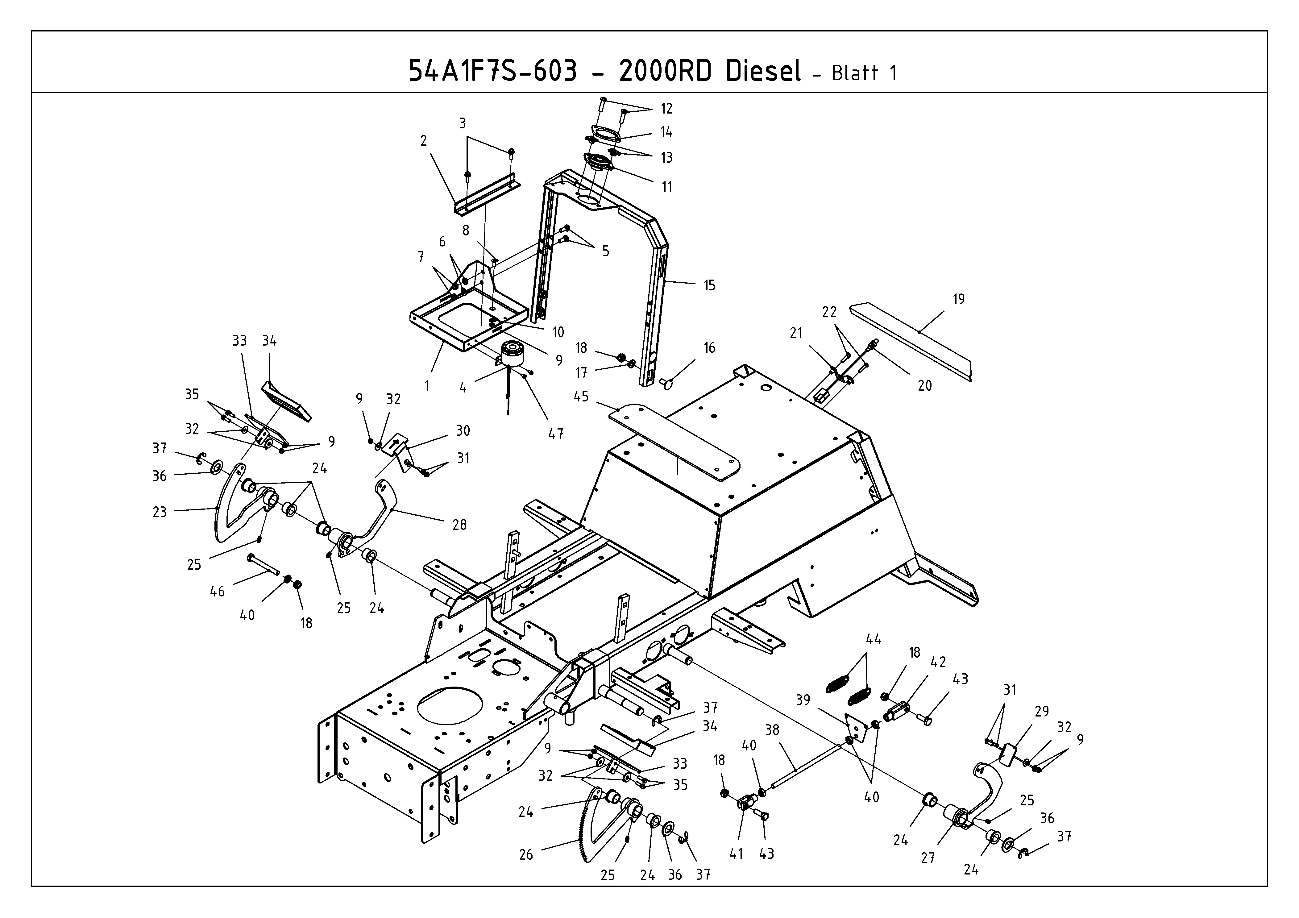 Cub Cadet, Kompakttraktoren, CC 2000 RD, 54A1F7S-603 (2009), Pedale, MTD Ersatzteil-Zeichnungen