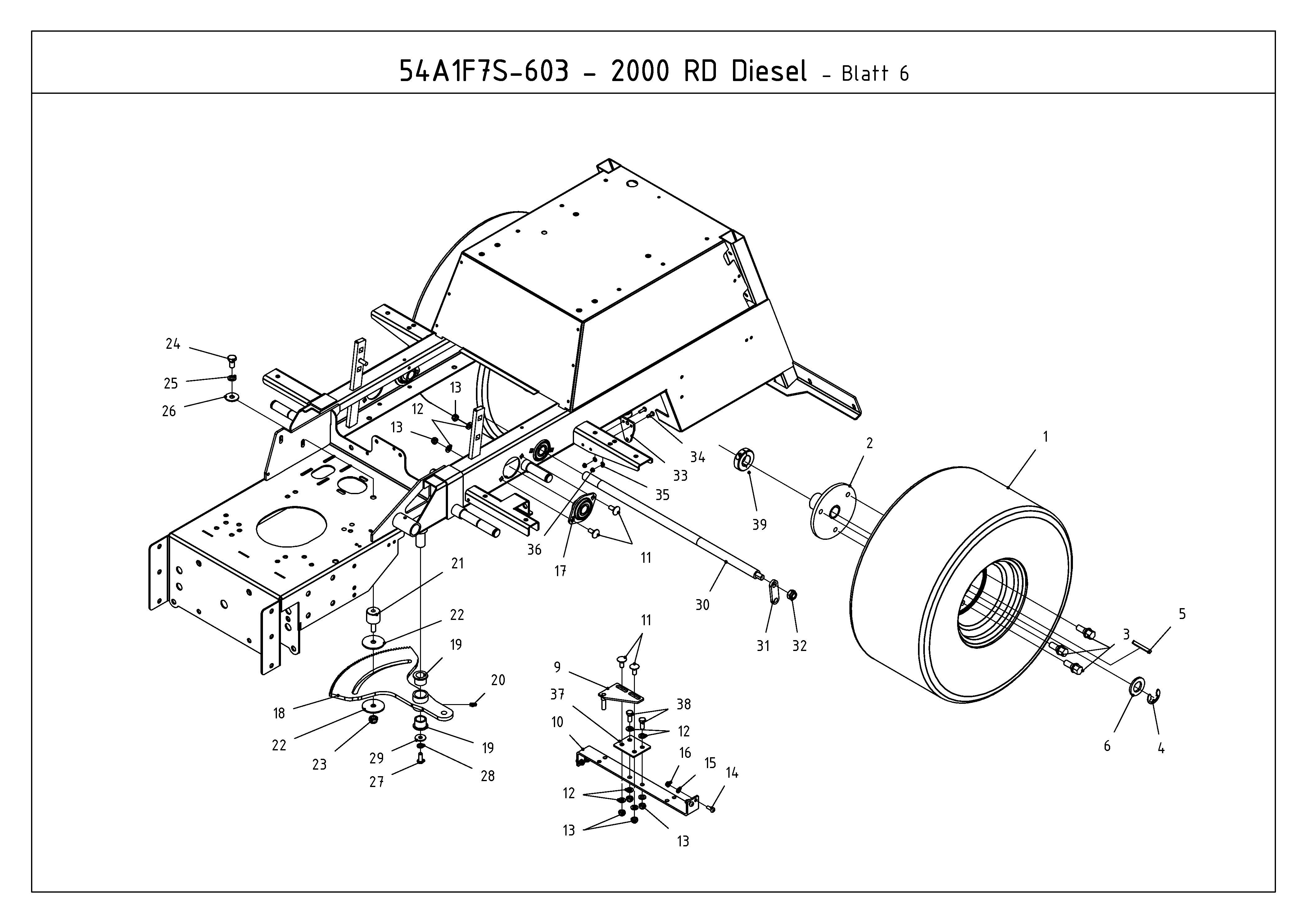 Cub Cadet, Kompakttraktoren, CC 2000 RD, 54A1F7S-603 (2009), Lenkung, Räder hinten, MTD Ersatzteil-Zeichnungen