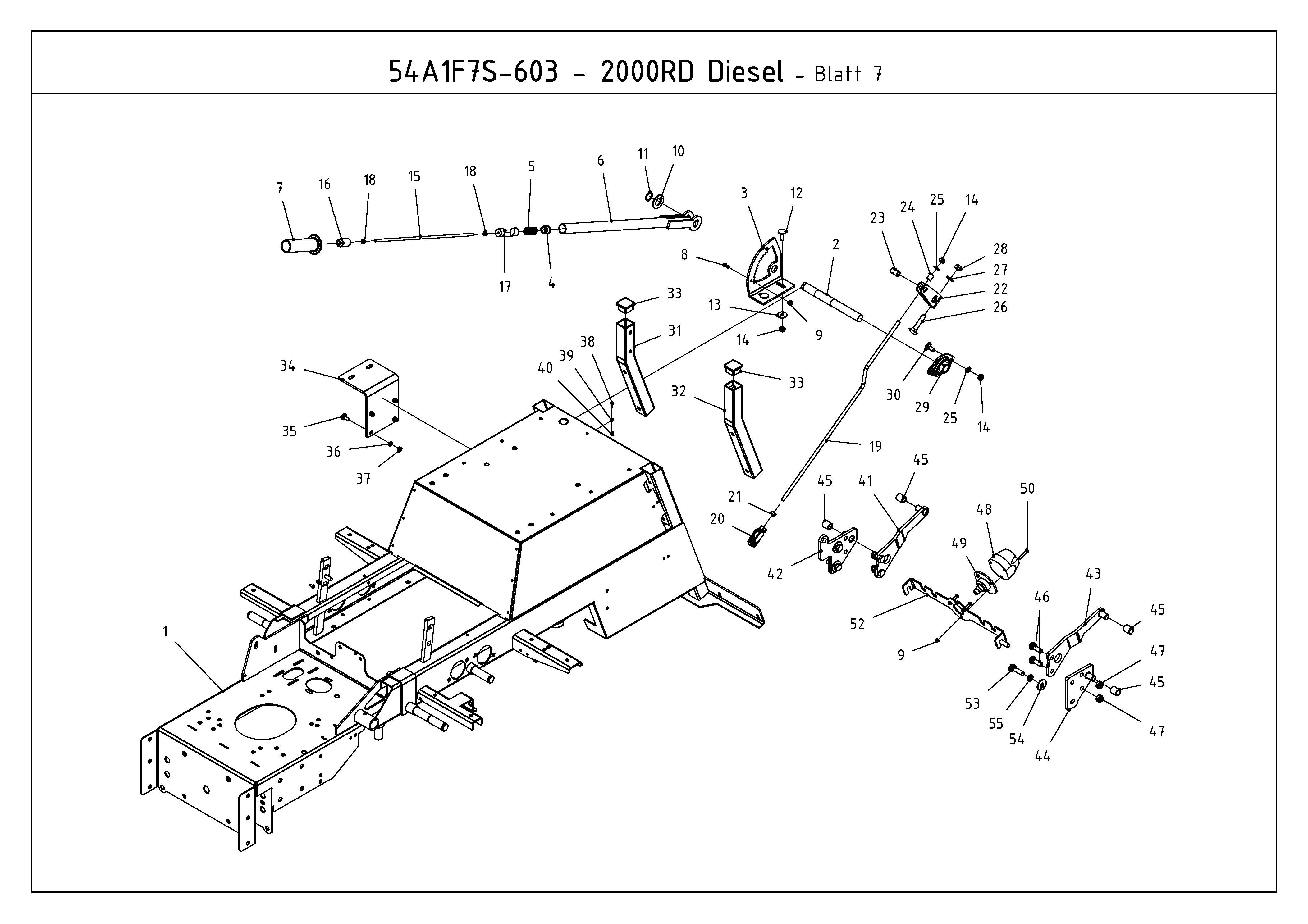Cub Cadet, Kompakttraktoren, CC 2000 RD, 54A1F7S-603 (2009), Mähwerksaushebung, Rahmen, MTD Ersatzteil-Zeichnungen