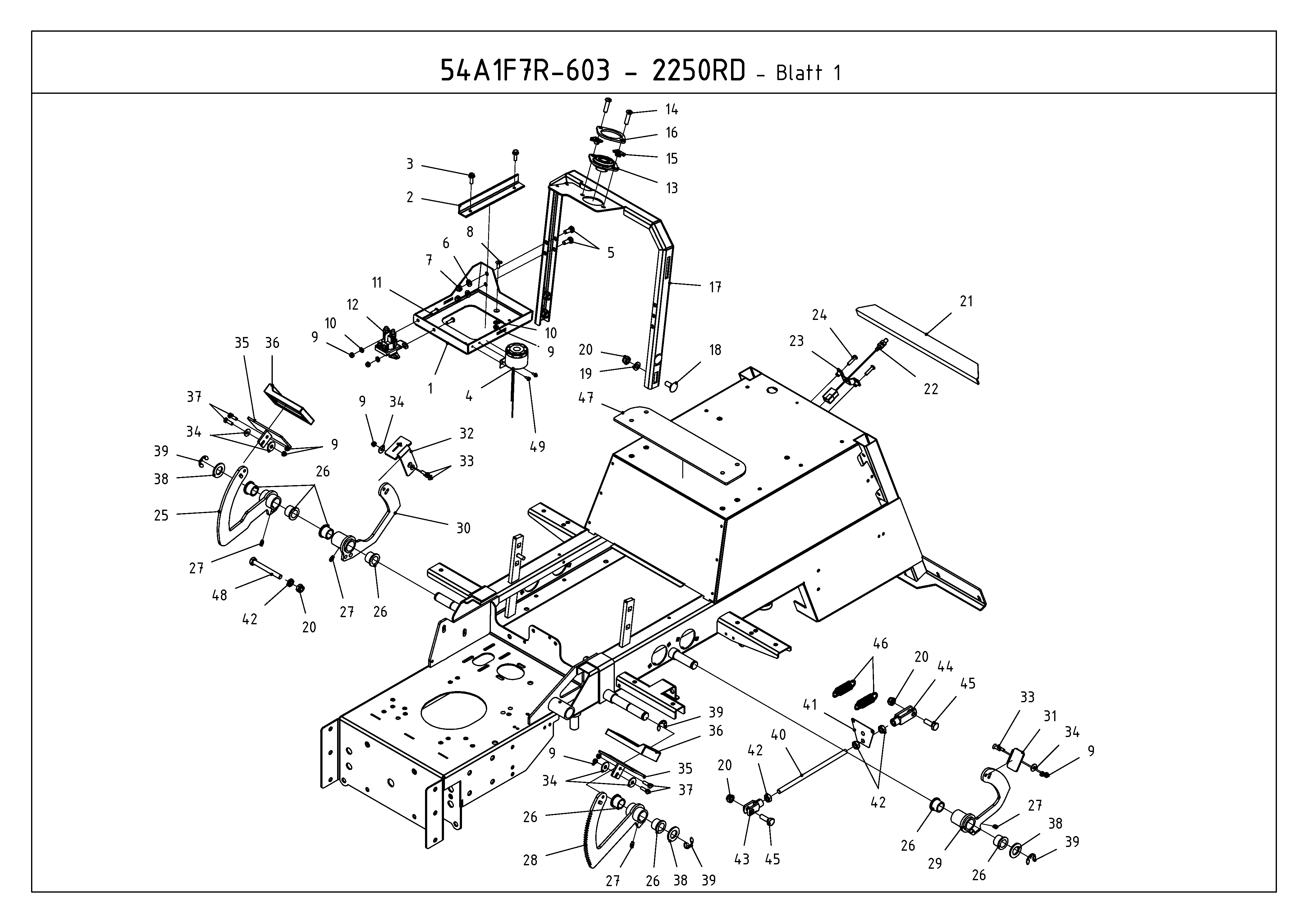 Cub Cadet, Kompakttraktoren, CC 2250 RD, 54A1F7R-603 (2009), Pedale, MTD Ersatzteil-Zeichnungen
