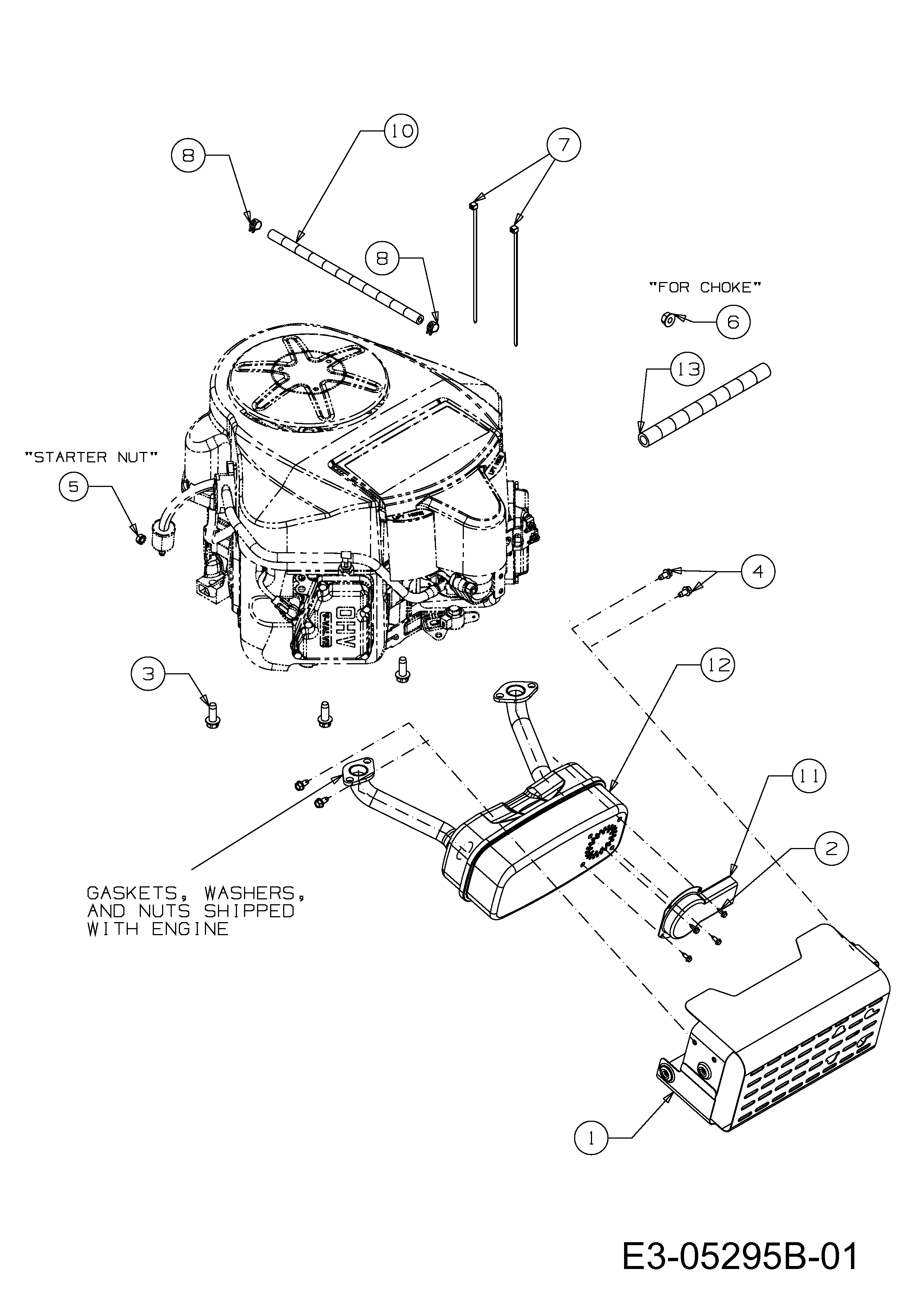 Massey Ferguson, Rasentraktoren, MF 36-22 HG, 13CF51CI495 (2011), Motorzubehör, MTD Ersatzteil-Zeichnungen