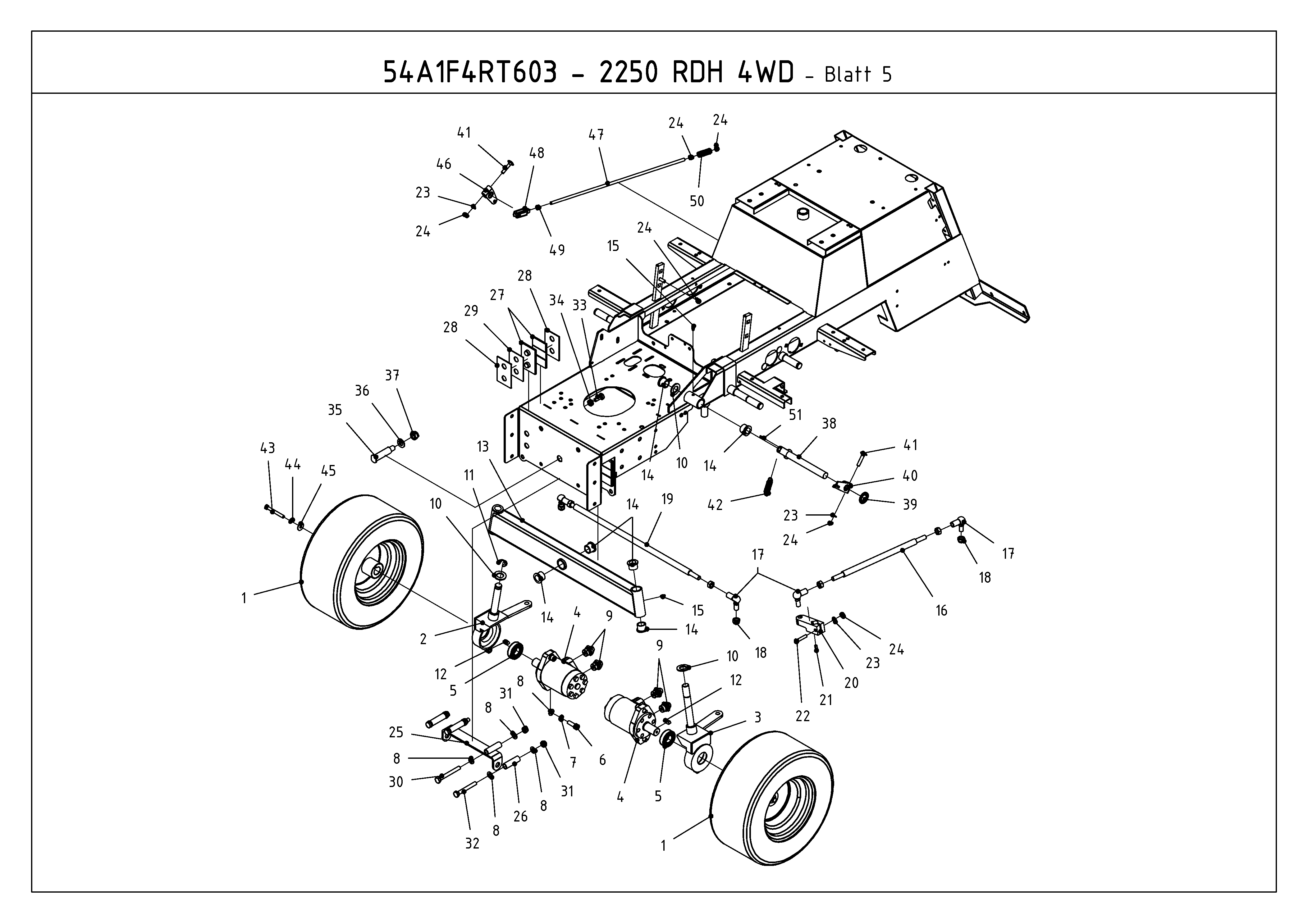 Cub Cadet, Kompakttraktoren, CC 2250 RD 4 WD, 54A1F4RS603 (2009), Räder vorne, Vorderachse, MTD Ersatzteil-Zeichnungen