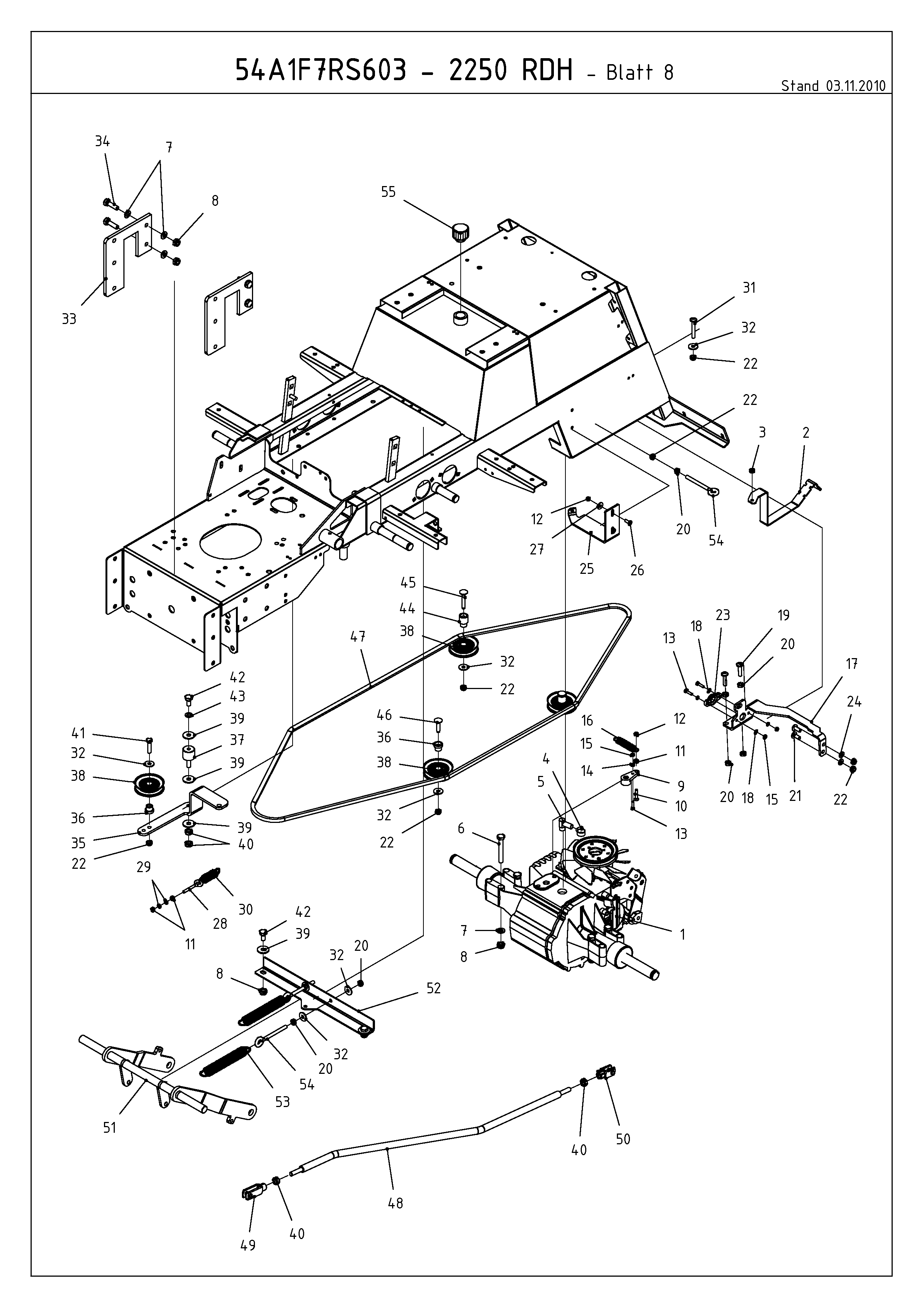 Cub Cadet, Kompakttraktoren, CC 2250 RDH, 54A1F7RS603 (2011), Fahrantrieb, MTD Ersatzteil-Zeichnungen