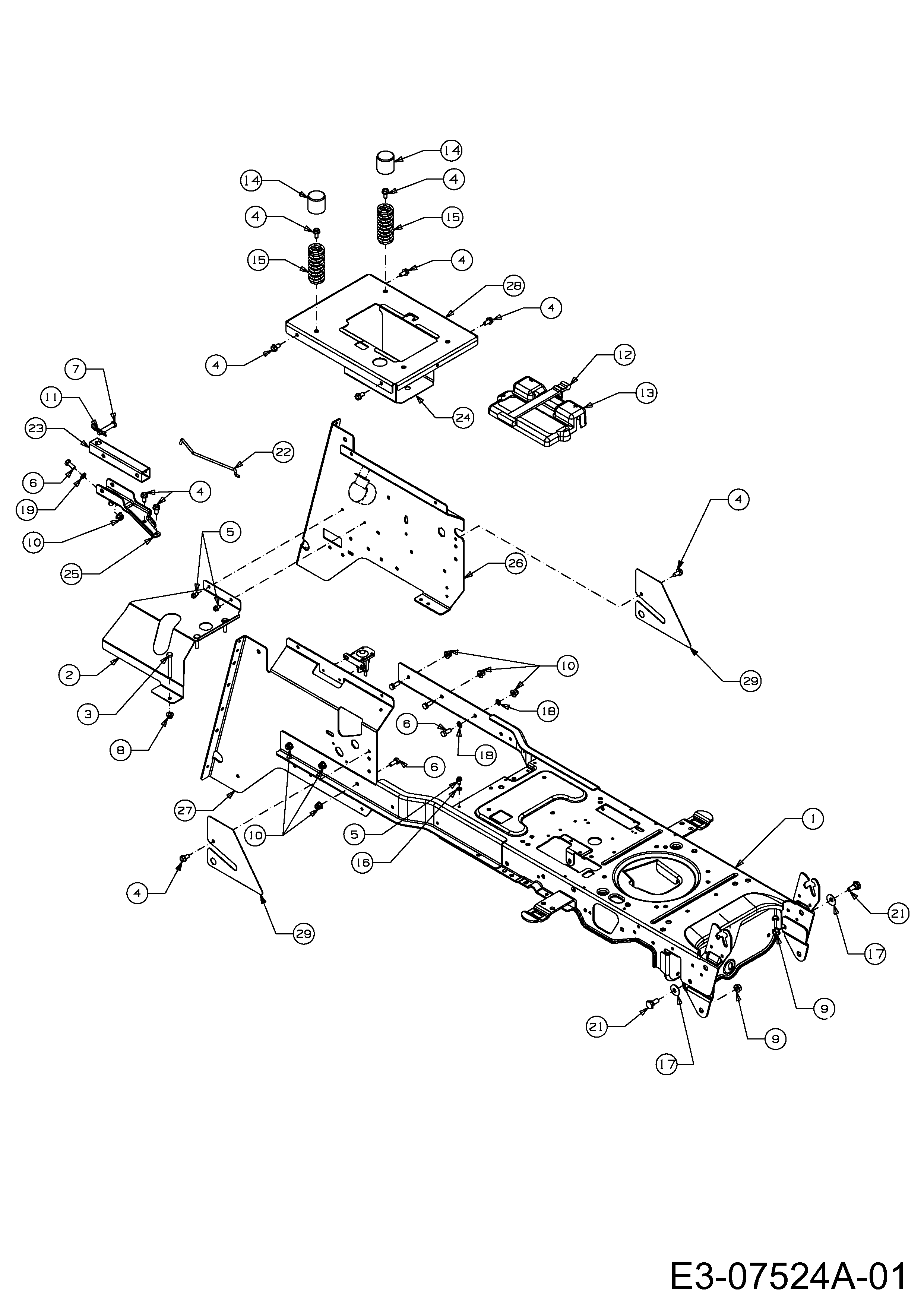 Massey Ferguson, Rasentraktoren, MF 41-22 RD, 13AF91CN695 (2012), Rahmen, MTD Ersatzteil-Zeichnungen