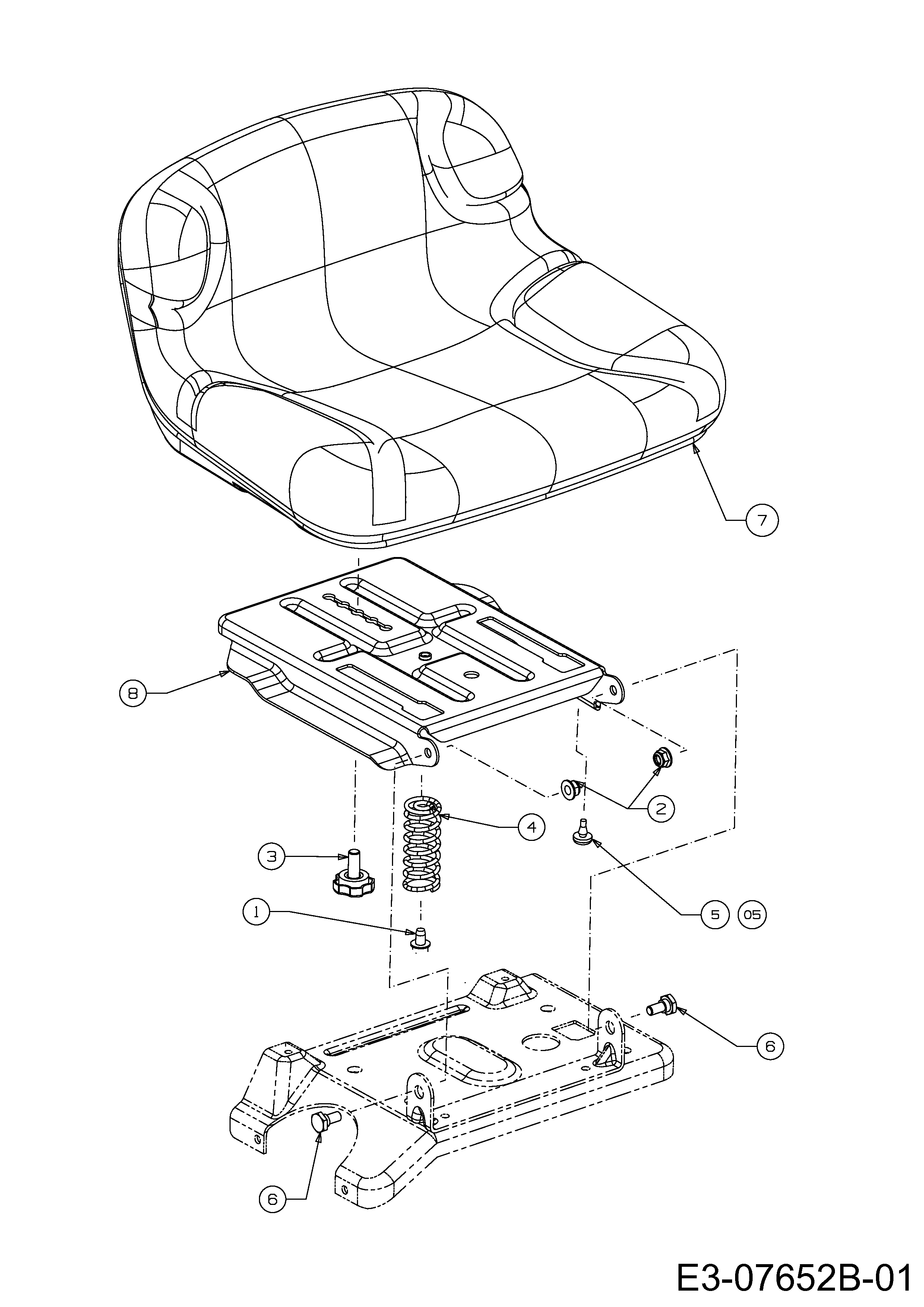 WOLF-Garten, Rasentraktoren, Scooter Mini, 13A326SC650 (2015), Sitz, Sitzträger, MTD Ersatzteil-Zeichnungen