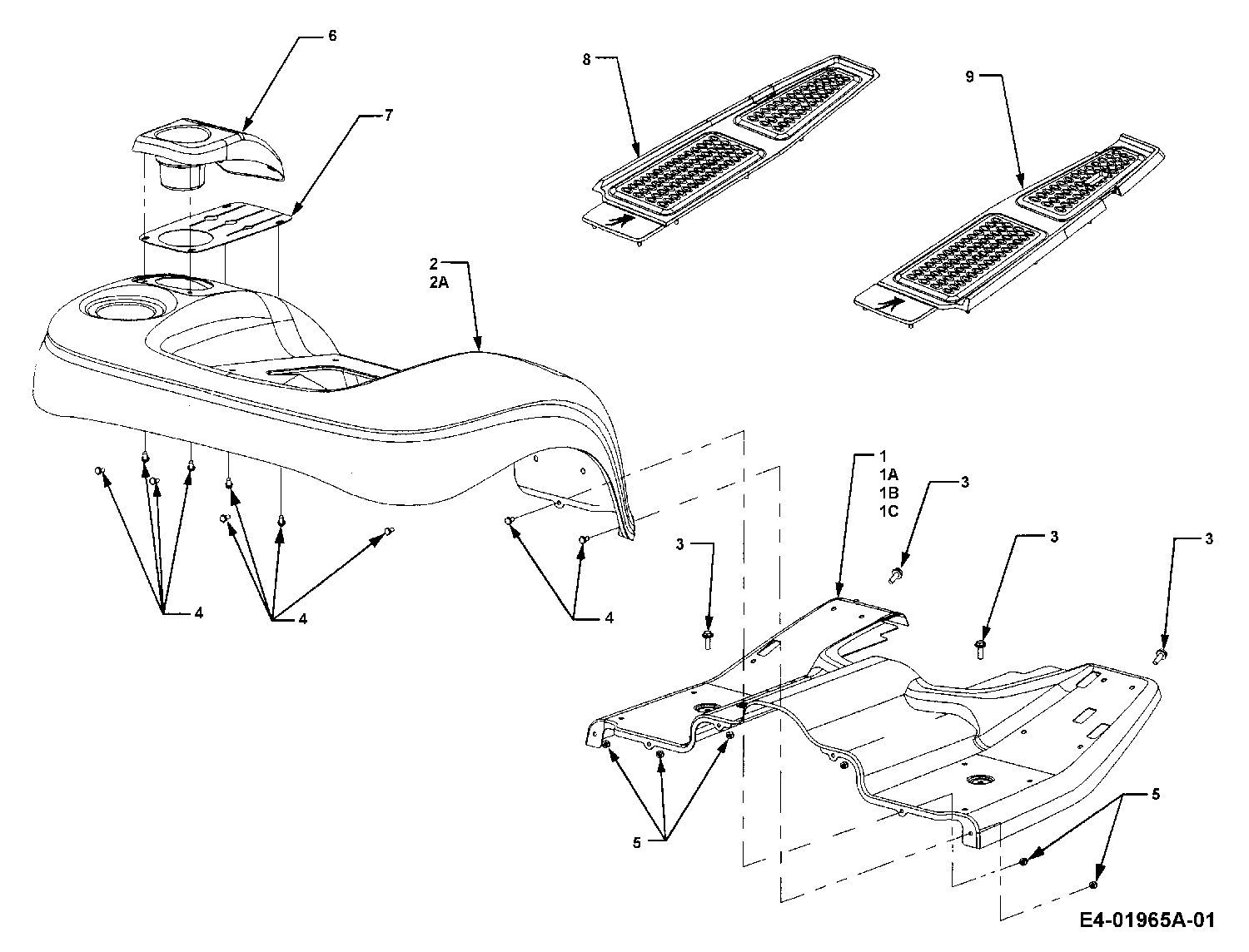 Cub Cadet, Gartentraktoren, HDS 3235, 14A-672-603 (2005), Sitzwanne, Trittbrett, MTD Ersatzteil-Zeichnungen